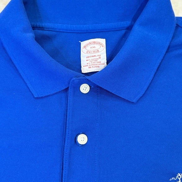 Brooks Brothers Original Fit Short Sleeve Logo Polo Golf Shirt; Royal Blue; XXL - Picture 3 of 9